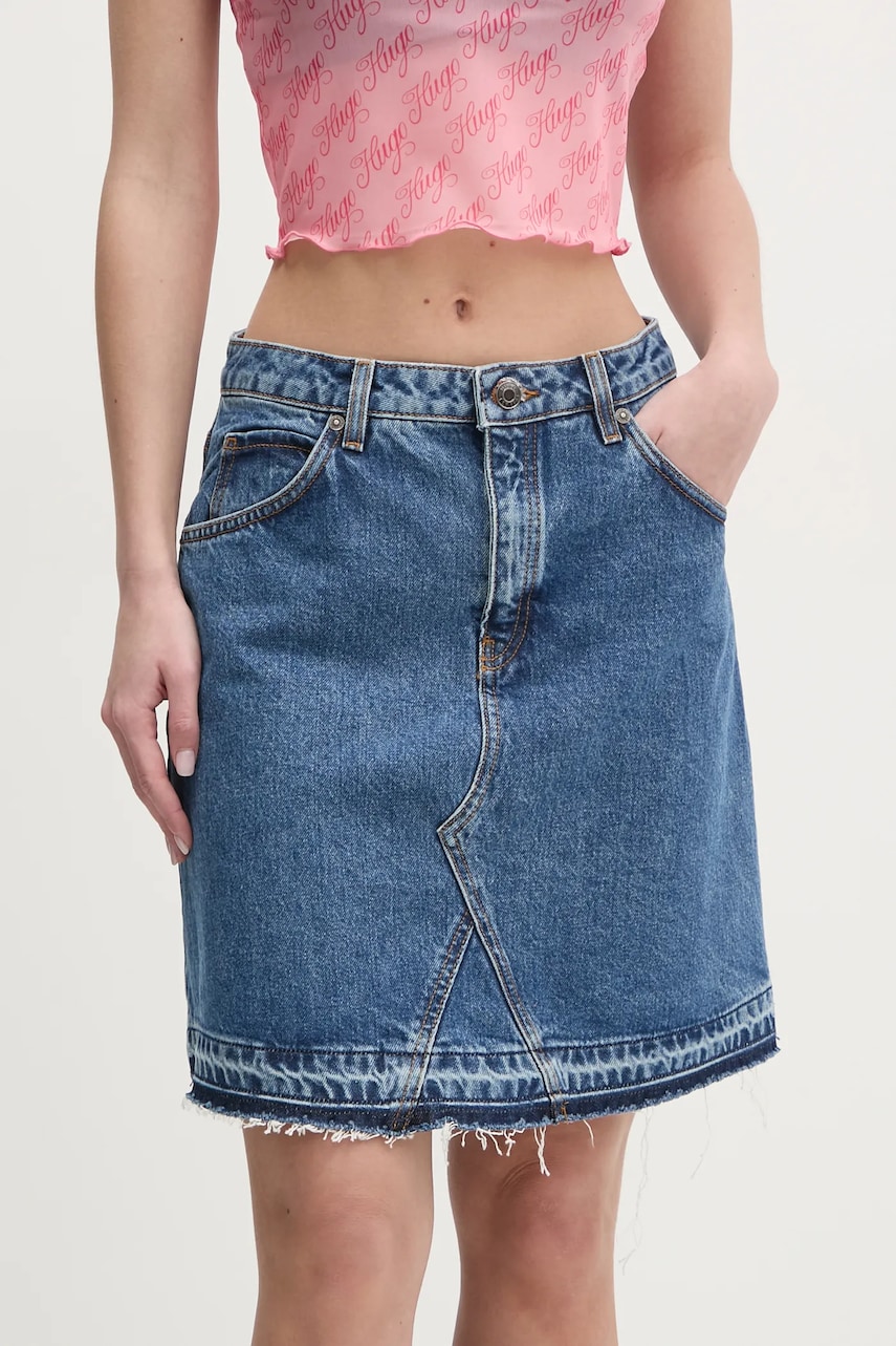 HUGO fusta jeans mini, evazati, 50539762