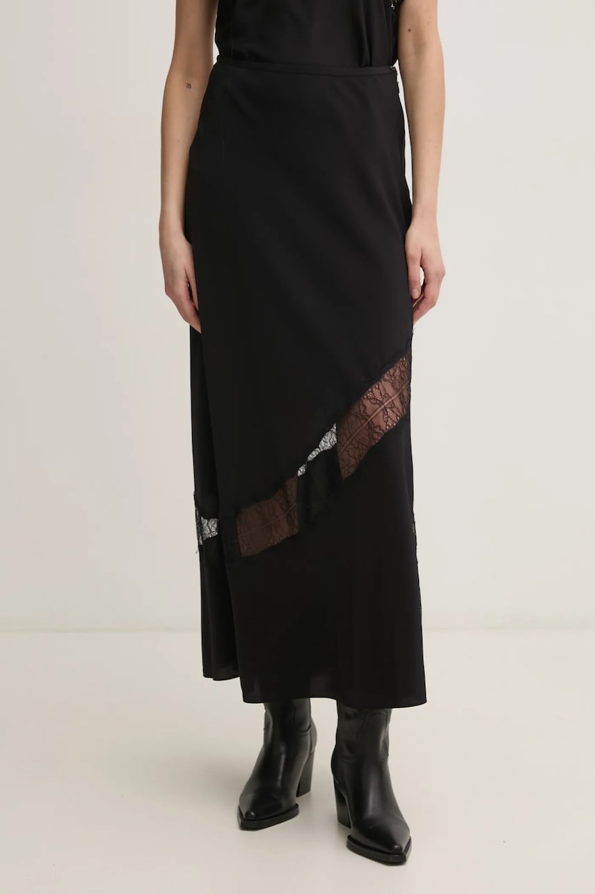 ZADIG&VOLTAIRE fusta de matase culoarea negru, maxi, drept, WWSK00364 ZADIG&VOLTAIRE fusta de matase culoarea negru, maxi, drept, WWSK00364