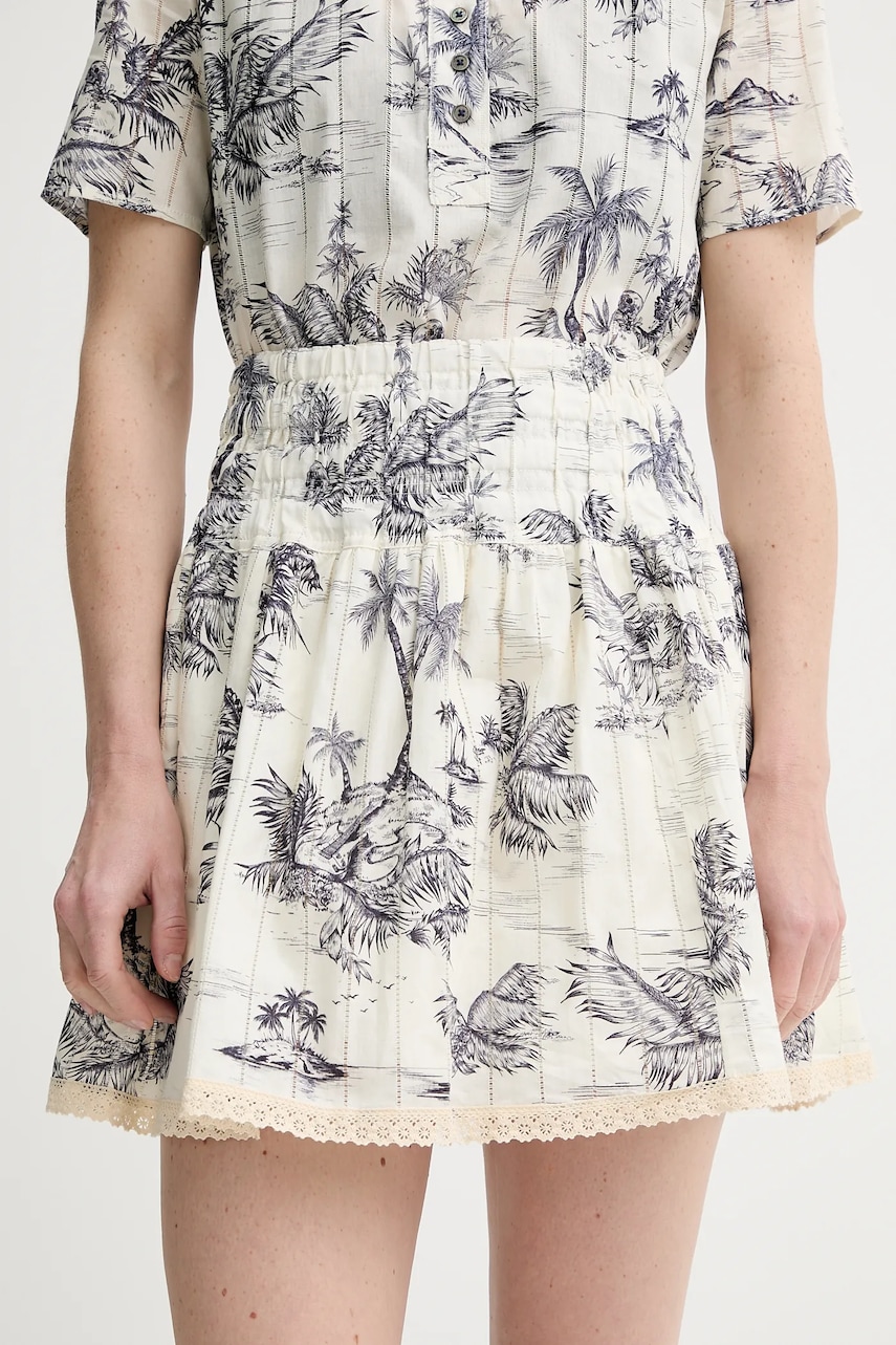 Levně Bavlněná sukně ZADIG&VOLTAIRE béžová barva, mini, áčková, WWSK01604