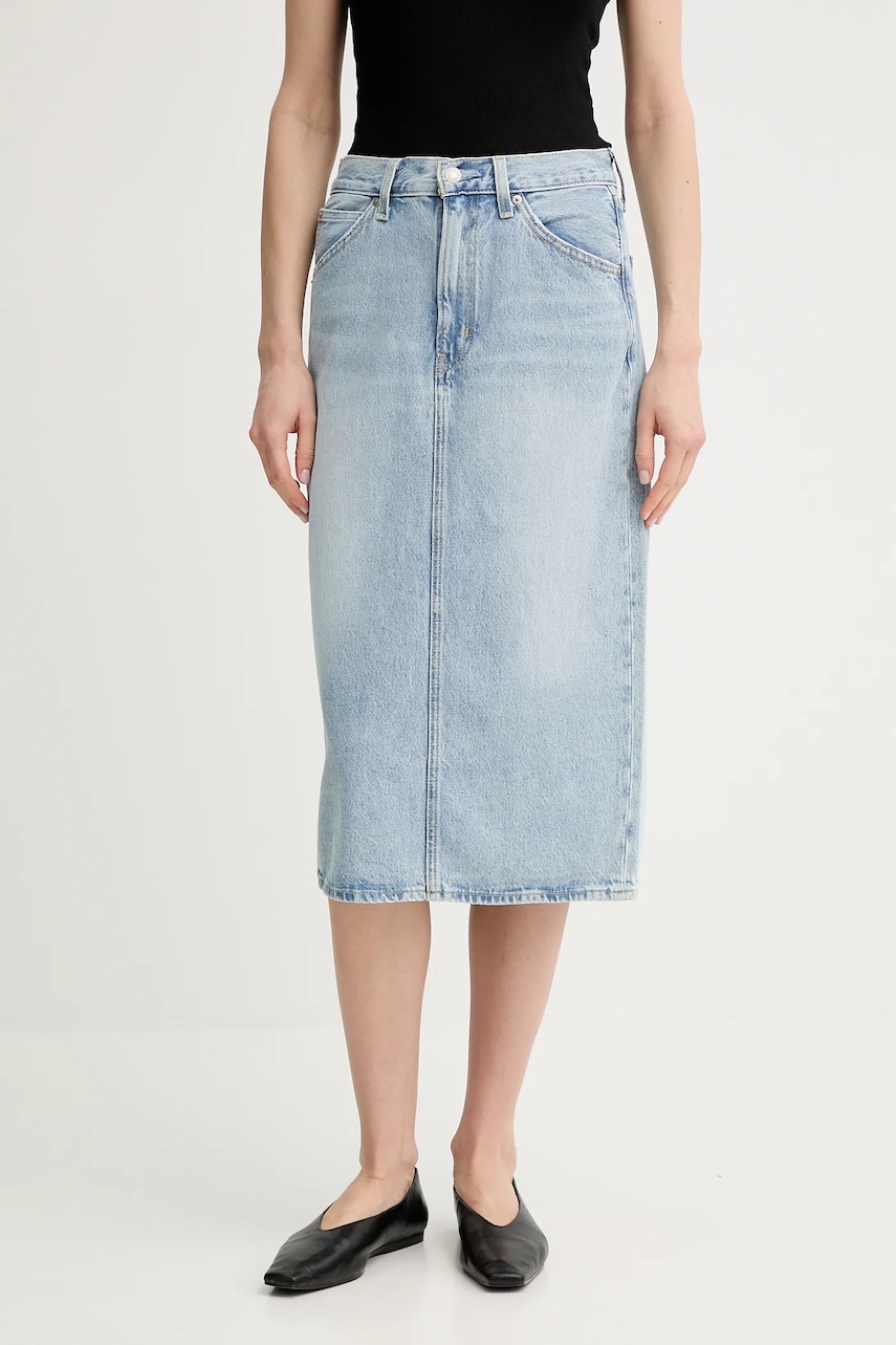 Levi's fusta jeans HR BACK SLIT SKIRT midi, creion, 001VH Levi's fusta jeans HR BACK SLIT SKIRT midi, creion, 001VH
