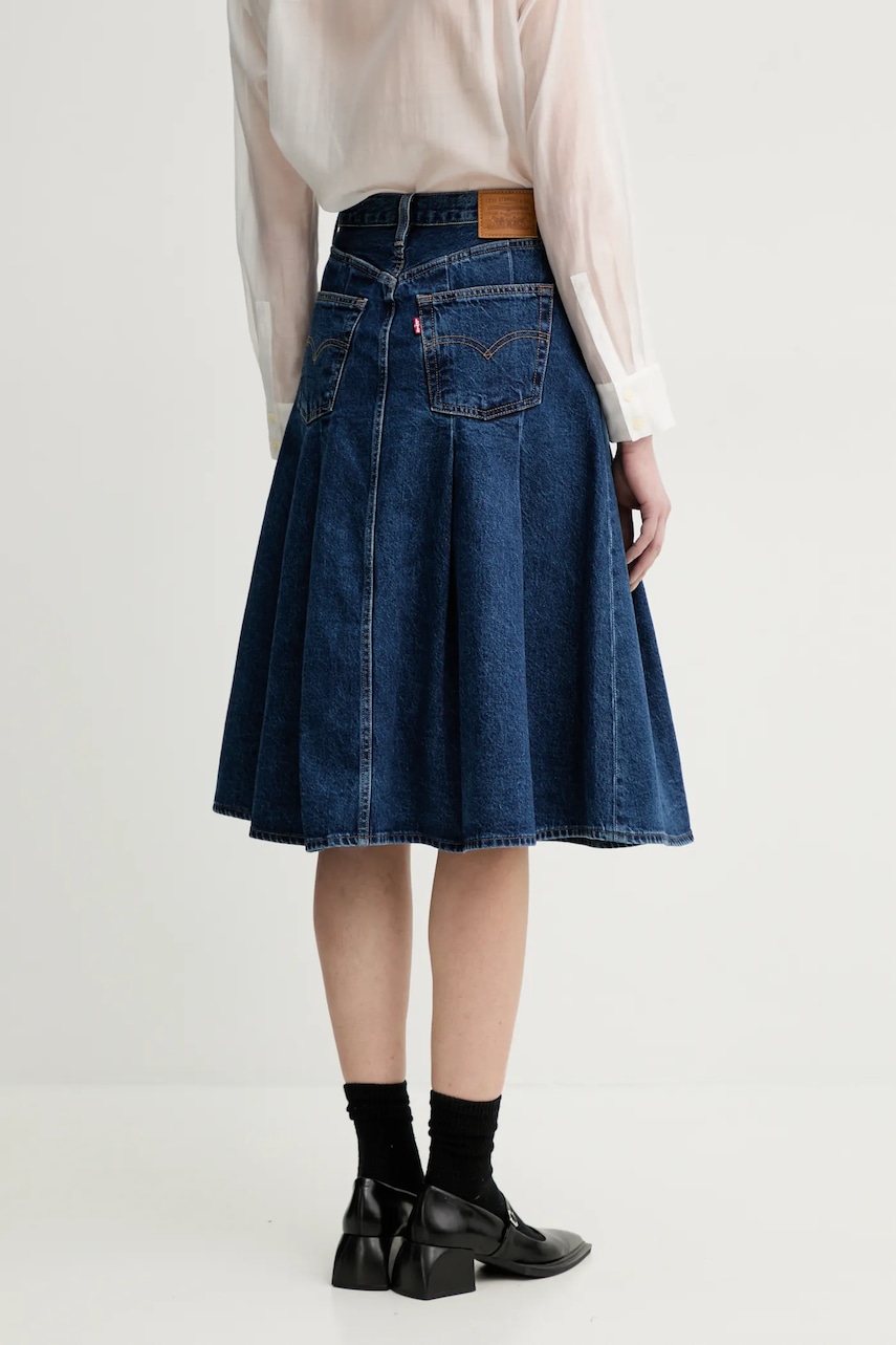 Levi's farmer szoknya PLEATED MIDI SKIRT sötétkék, midi, harang alakú, 001VN termék 2. képe