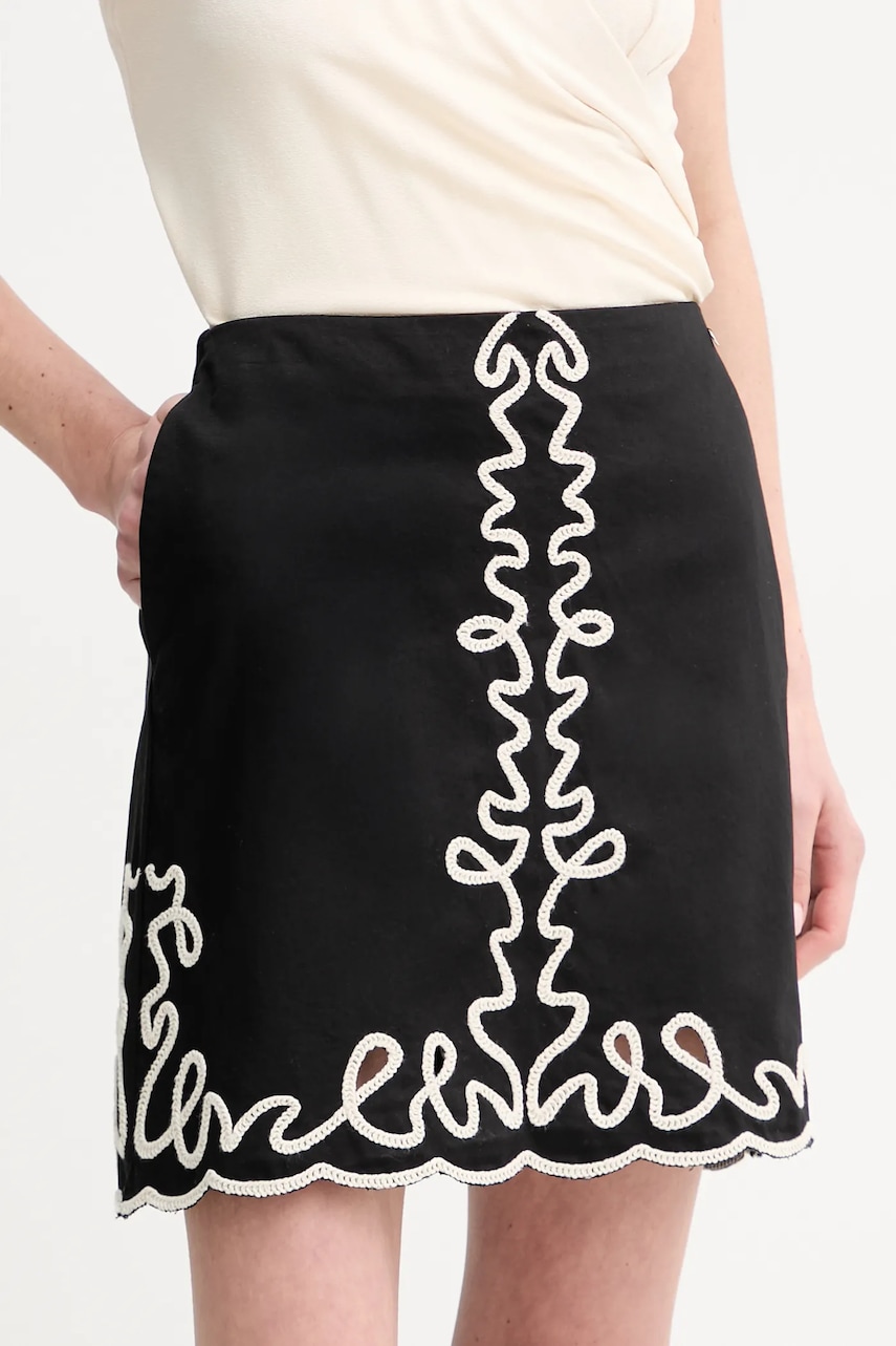 BOSS Orange fustă din bumbac culoarea negru, mini, drept, 50540412 BOSS Orange fustă din bumbac culoarea negru, mini, drept, 50540412
