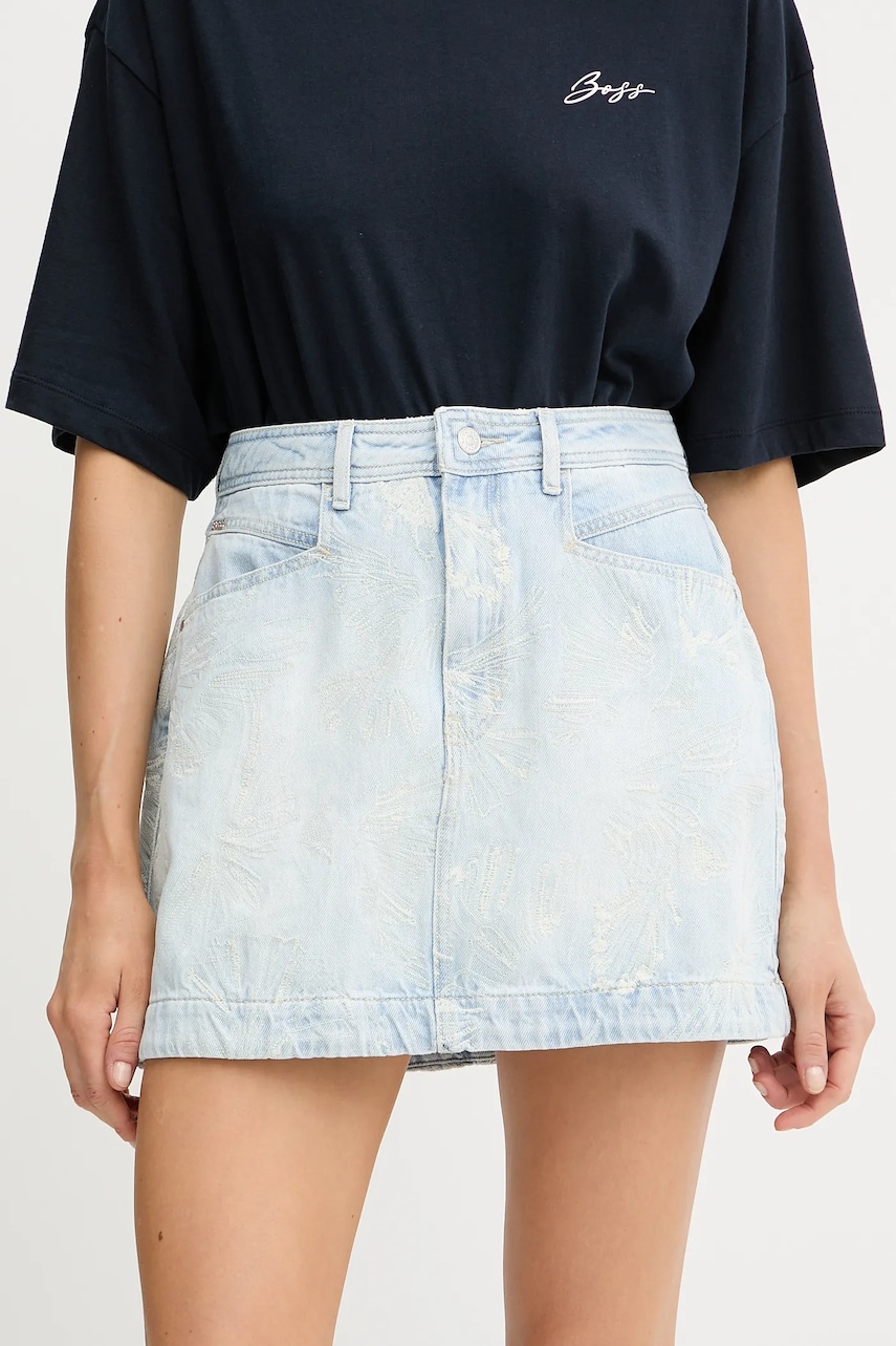 BOSS Orange fustă din denim mini, creion, 50534202