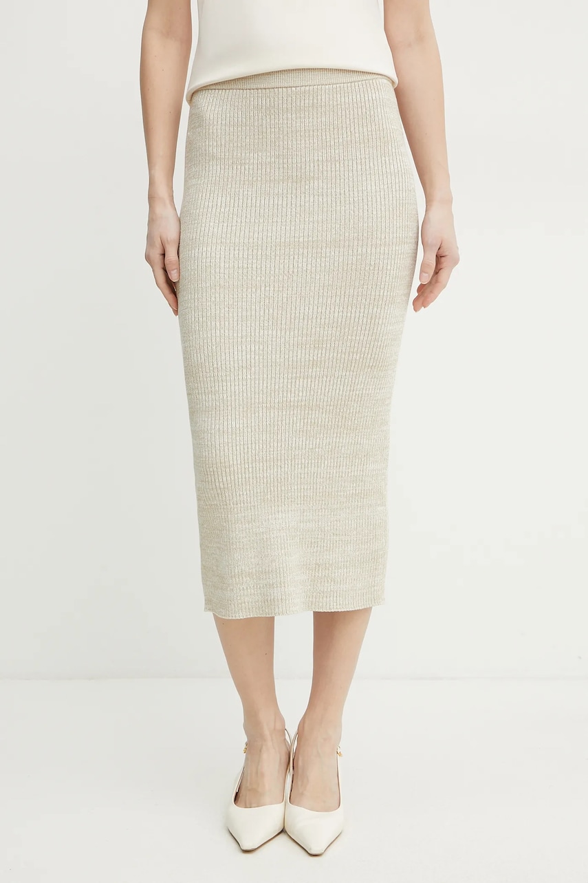 BOSS fusta culoarea bej, midi, creion, 50537735