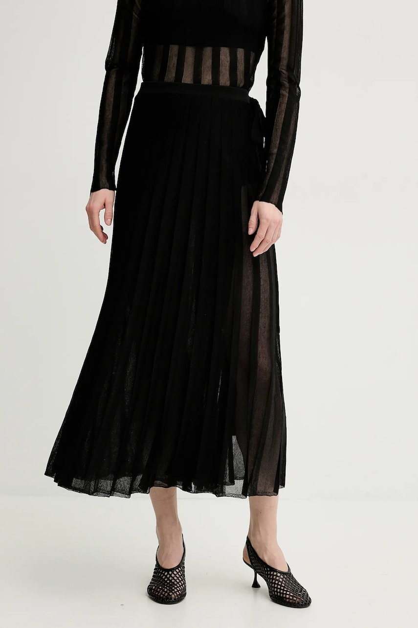 Remain fustă culoarea negru, maxi, evazati, 502541100