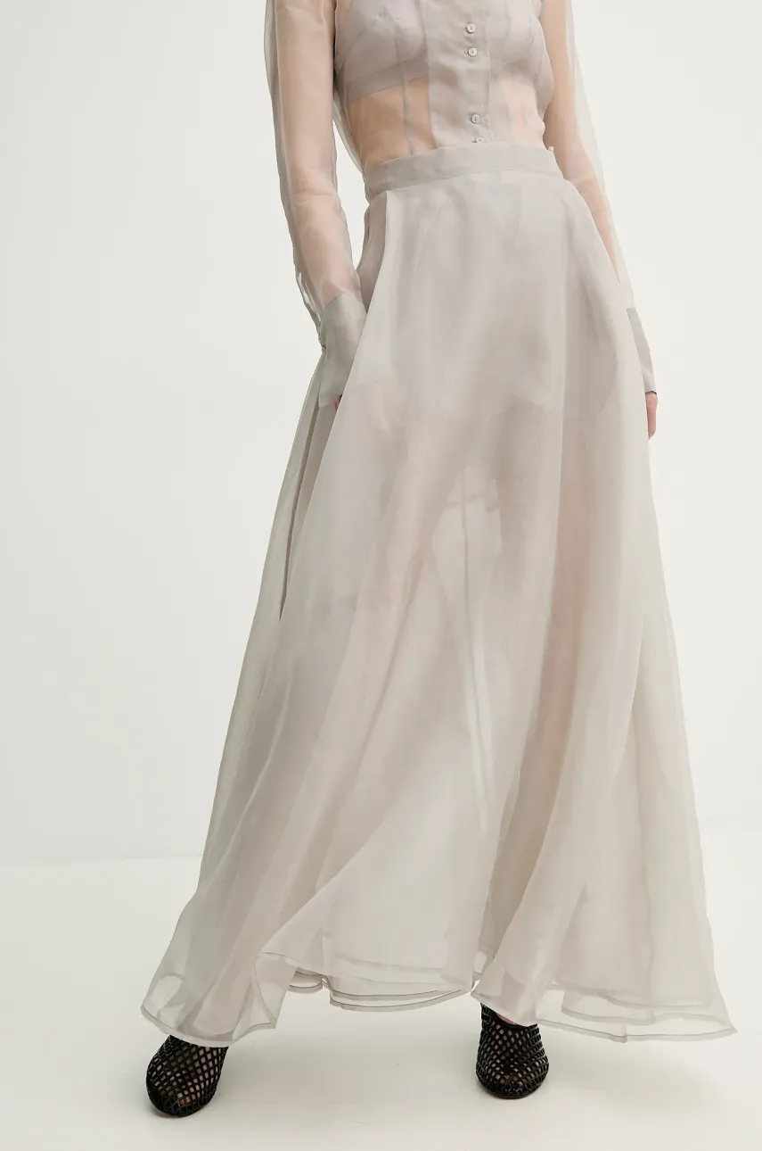 Remain fusta de matase culoarea gri, maxi, evazati, 5026072300