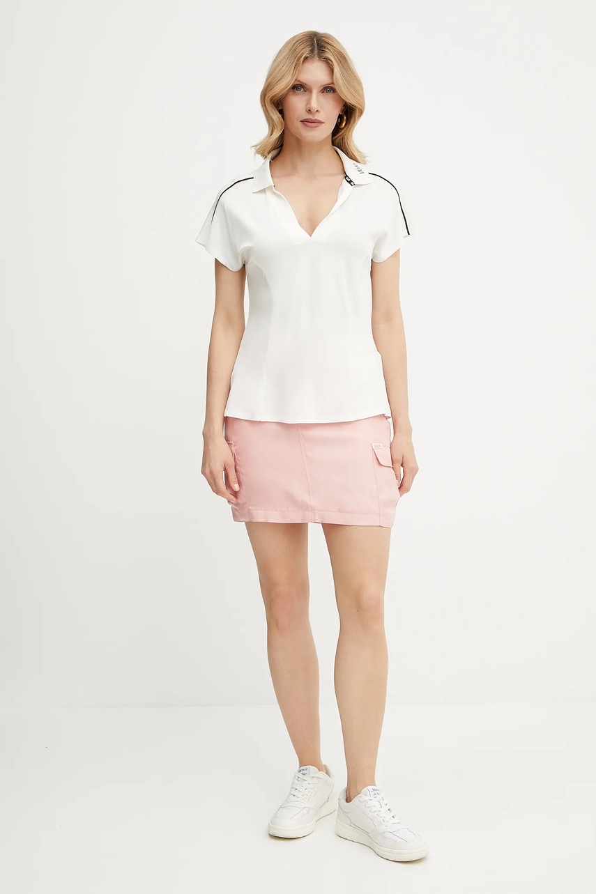 Φούστα Guess MYLAH χρώμα: ροζ, W5GD0A WH6E0 φωτογραφία