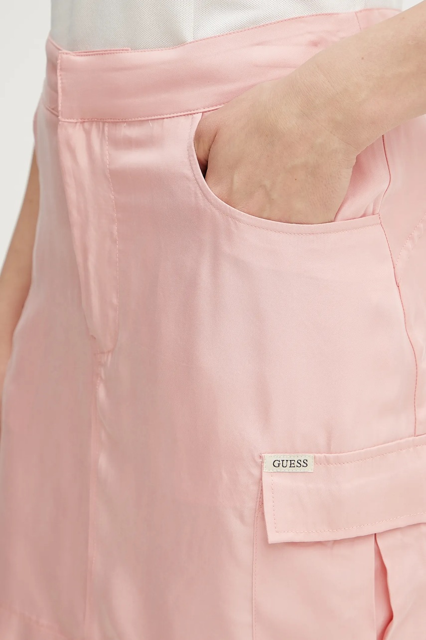 Φούστα Guess MYLAH χρώμα: ροζ, W5GD0A WH6E0 φωτογραφία