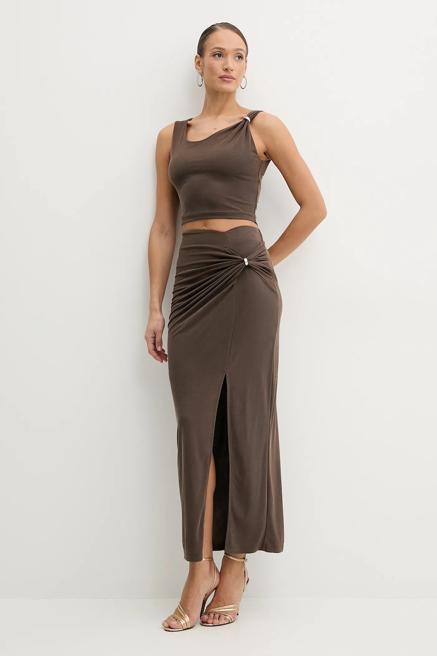 Юбка Guess AIMEE цвет коричневый maxi карандаш W5GD0E KAQL2 Юбка Guess AIMEE цвет коричневый maxi карандаш W5GD0E KAQL2