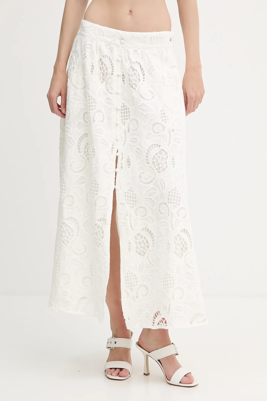 

Памучна пола Guess DOMITILLE, Бял