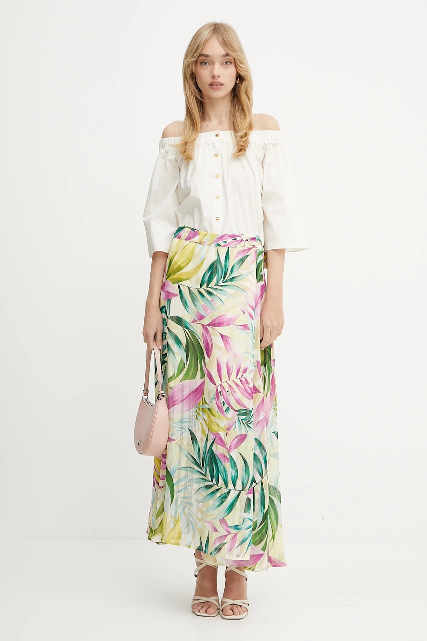 Φούστα Guess NEW ROMANA χρώμα: κίτρινο, W5GD66 WH9Z2 φωτογραφία