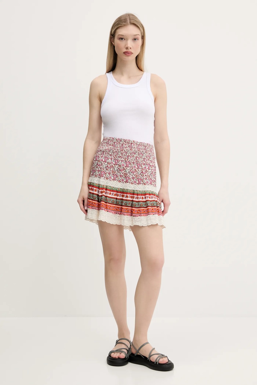 Юбка Superdry цвет розовый mini расклешённая W7210348A-F4C