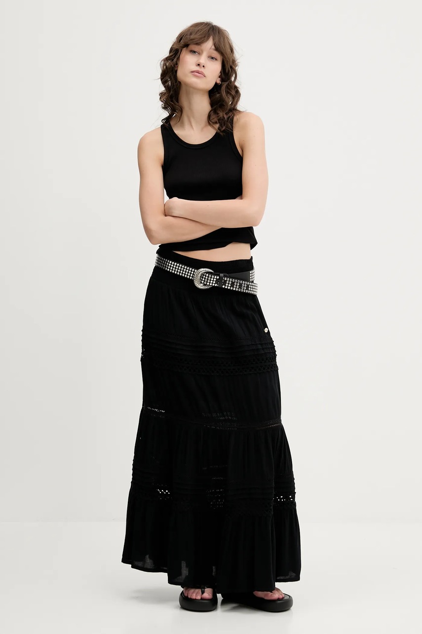 Юбка Superdry цвет чёрный maxi расклешённая W7210351A-02A