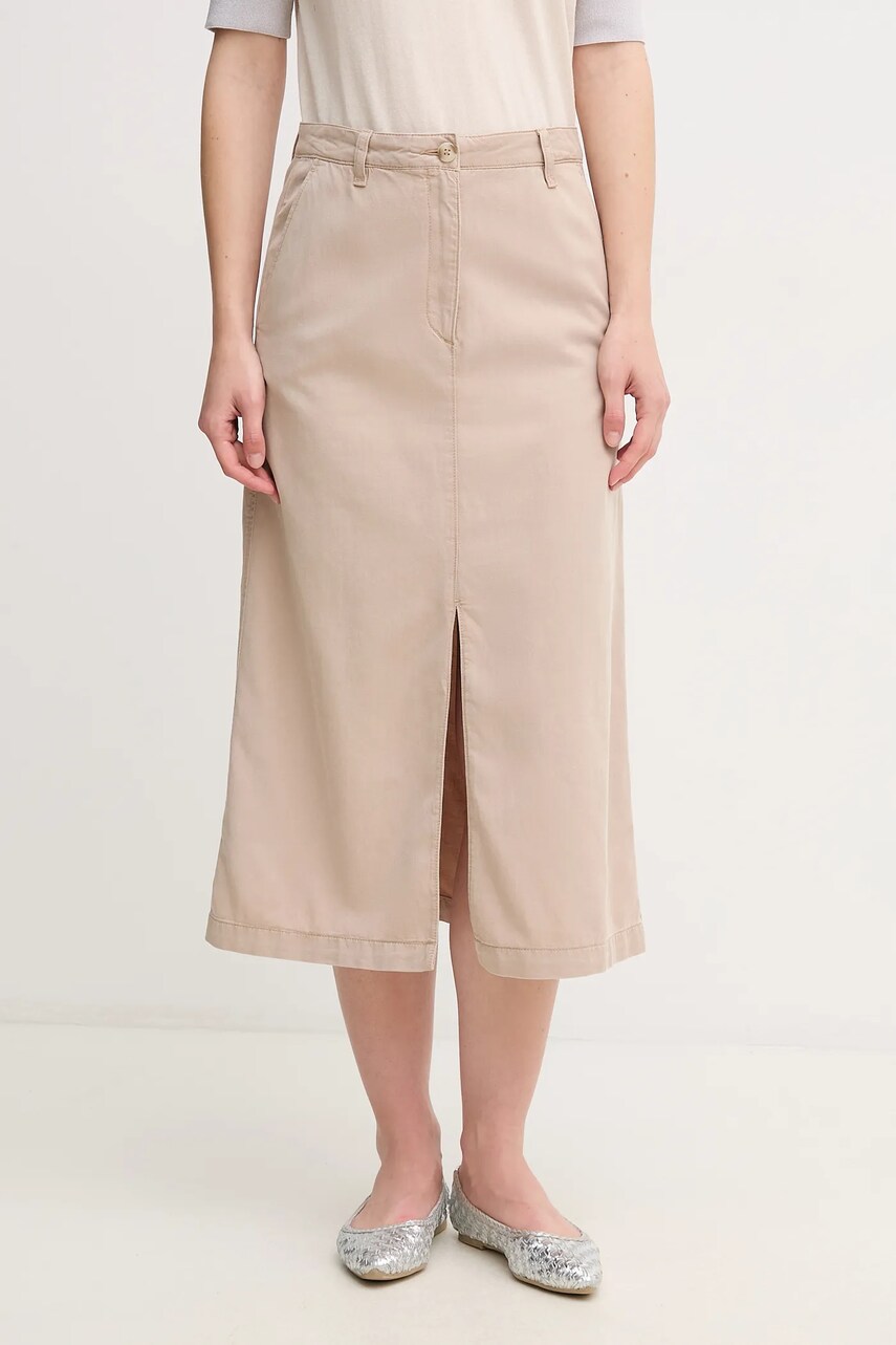 Levně Sukně Tommy Hilfiger béžová barva, mini, WW0WW44726