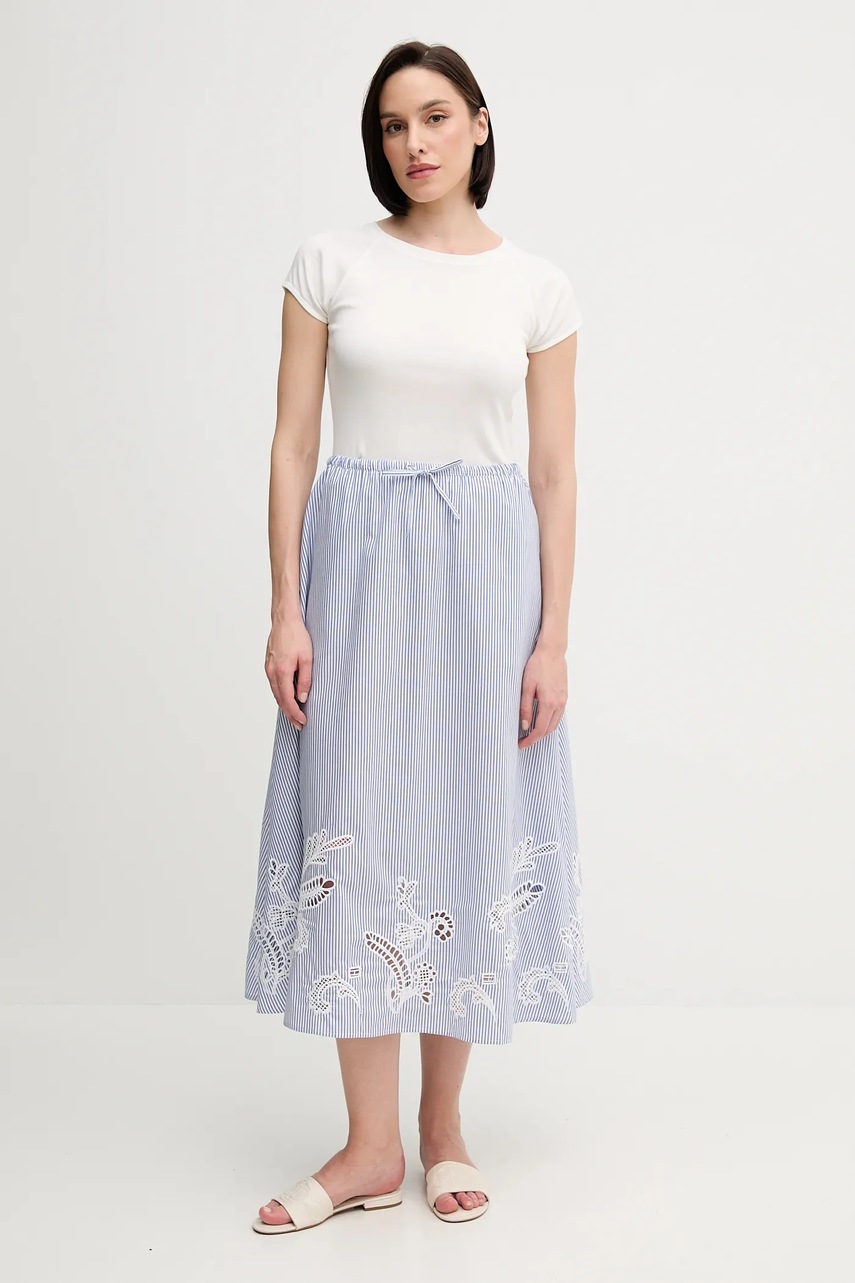 Хлопковая юбка Tommy Hilfiger midi расклешённая WW0WW46168