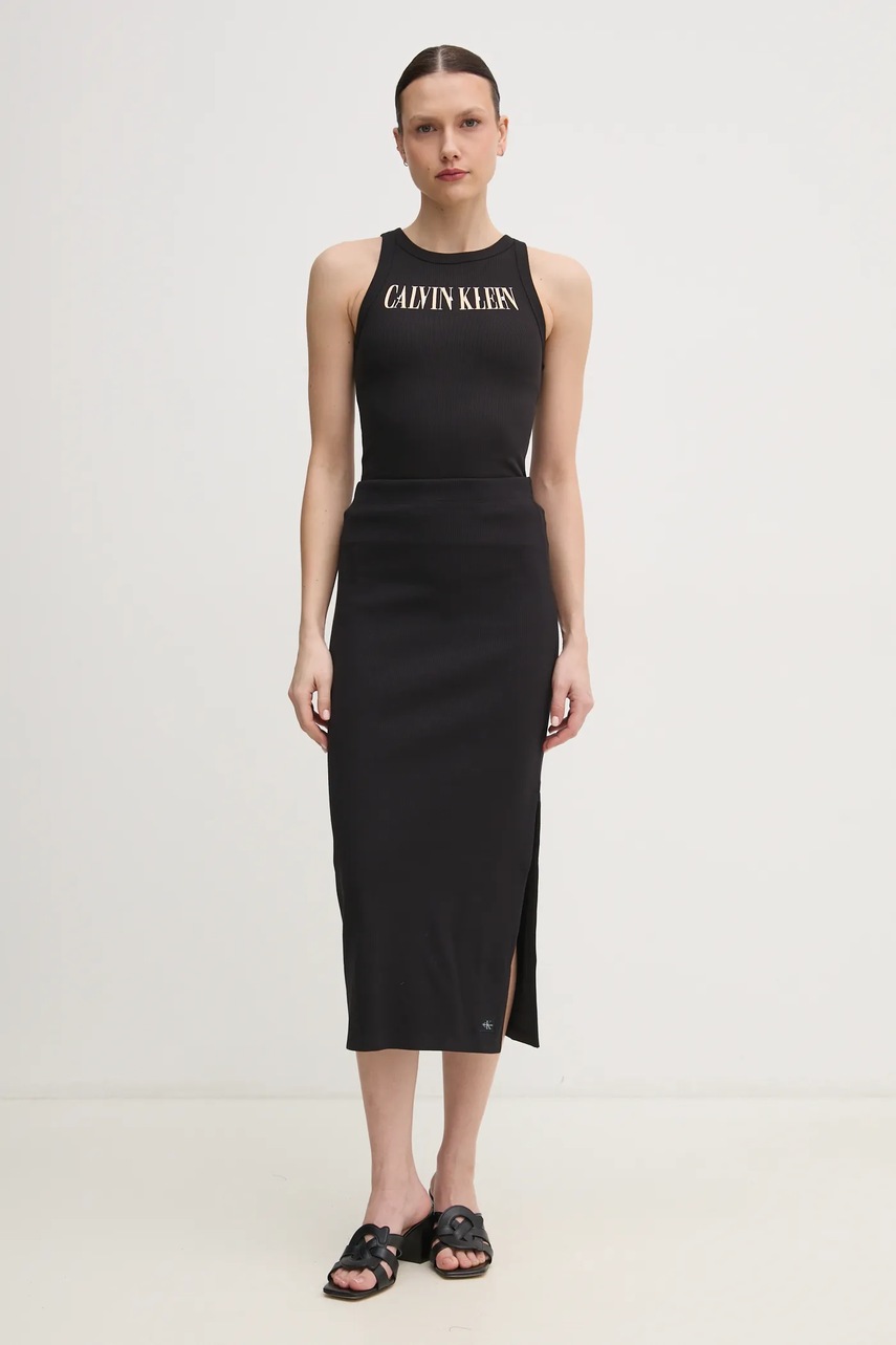 Юбка Calvin Klein Jeans цвет чёрный midi карандаш J20J225331 Юбка Calvin Klein Jeans цвет чёрный midi карандаш J20J225331