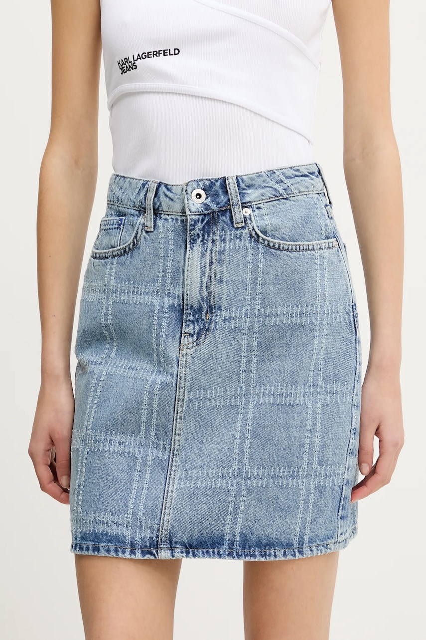 Karl Lagerfeld Jeans fustă din denim mini, drept, A2W12013 Karl Lagerfeld Jeans fustă din denim mini, drept, A2W12013