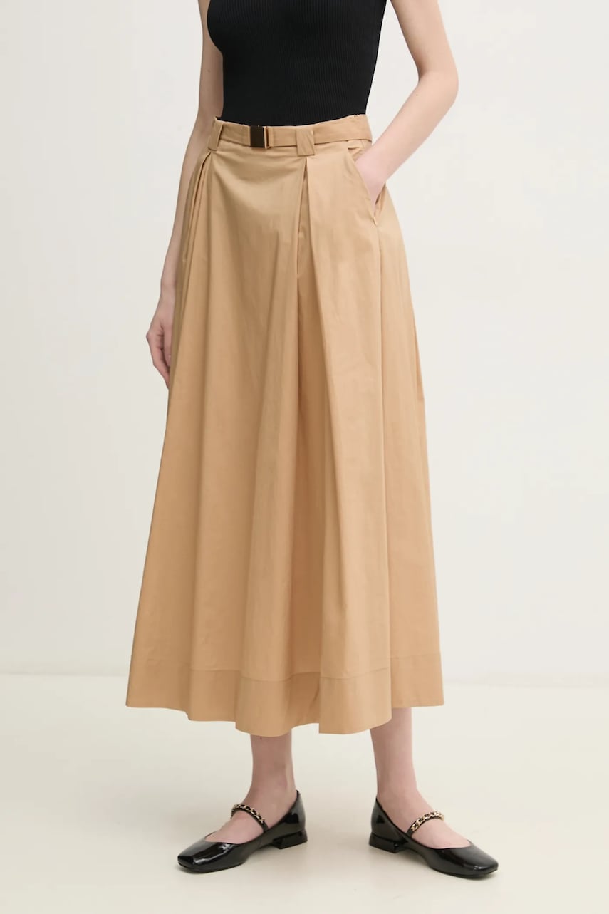 Gaudi fusta din bumbac culoarea bej, maxi, evazati, 511FD75003 Gaudi fusta din bumbac culoarea bej, maxi, evazati, 511FD75003