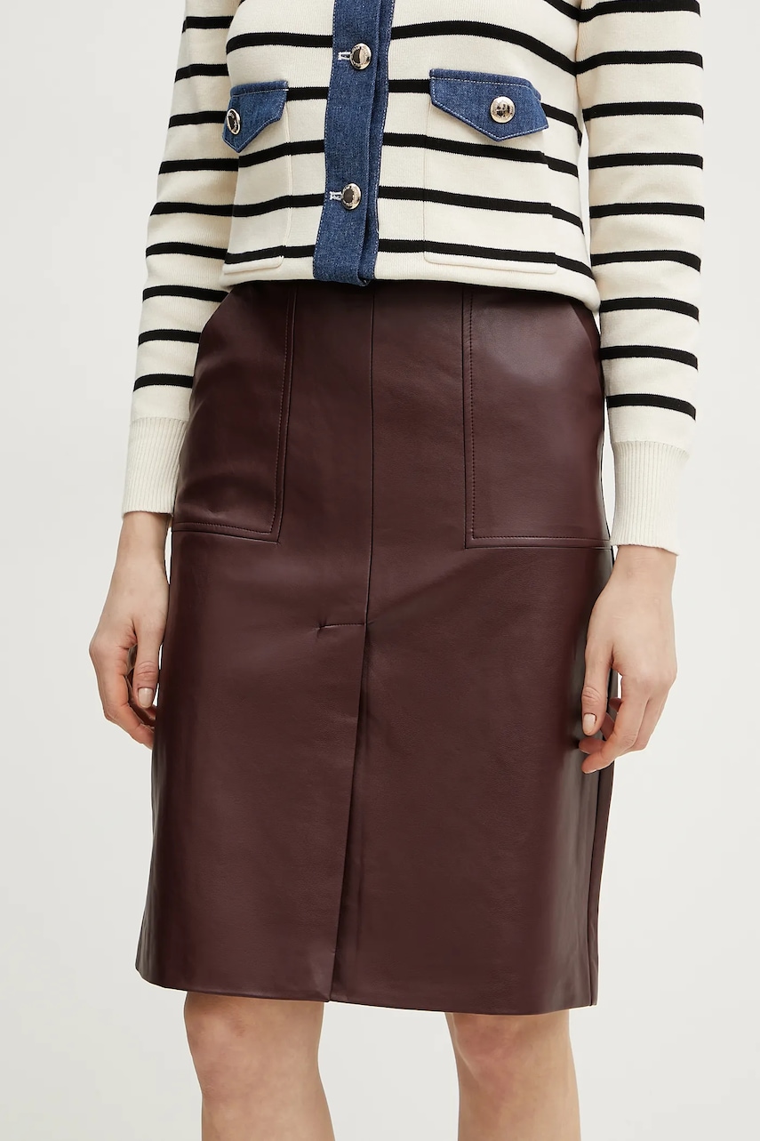 Morgan fusta JILF culoarea bordo, midi, creion, JILF