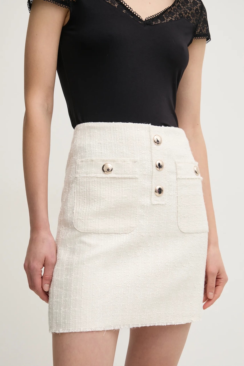 Morgan fusta JABI culoarea bej, mini, creion, JABI Morgan fusta JABI culoarea bej, mini, creion, JABI