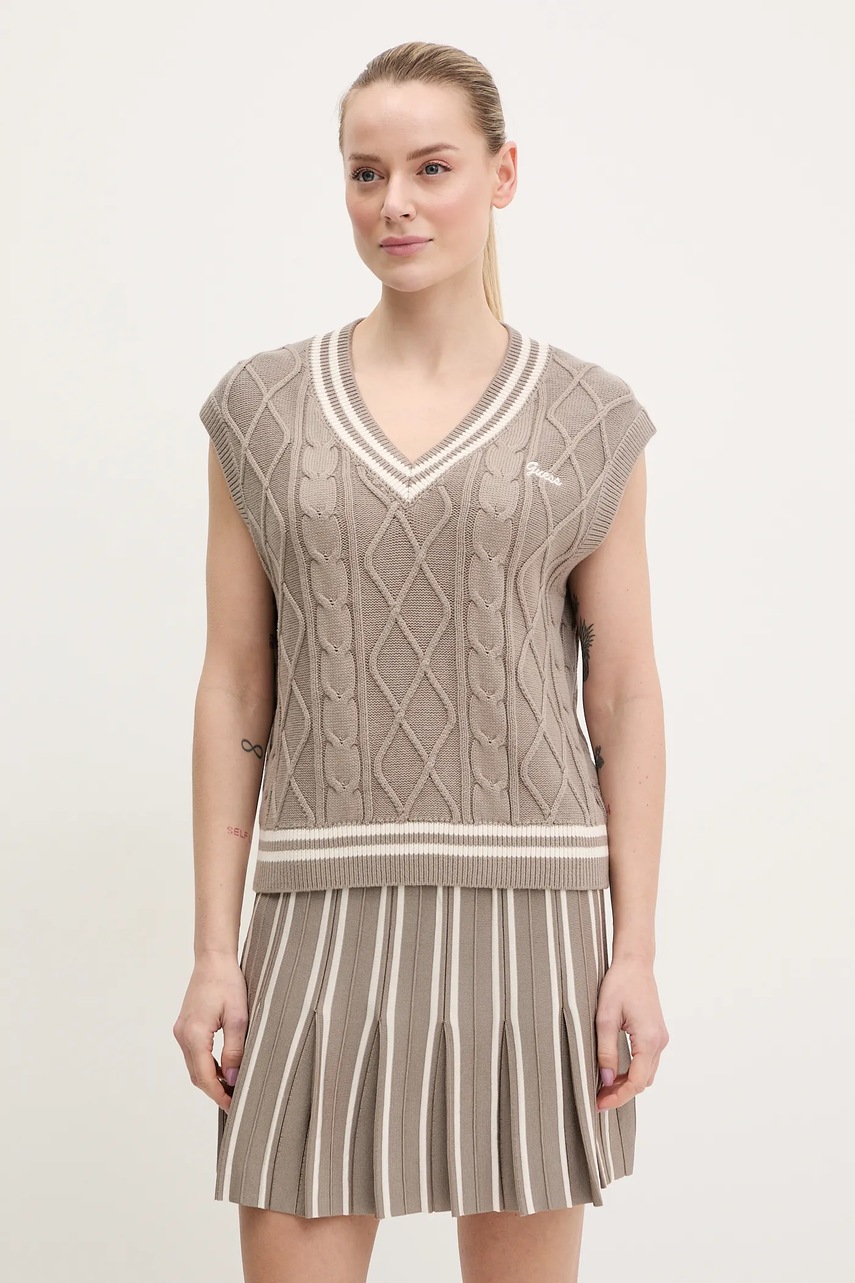 Φούστα Guess χρώμα: καφέ, V5GD00 Z3D60 φωτογραφία