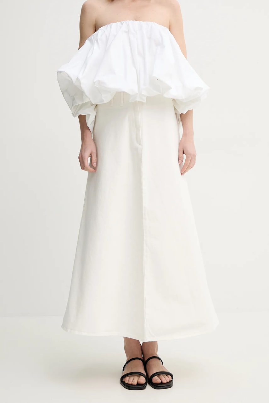 By Malene Birger fustă din denim CARLAS culoarea bej, maxi, evazati, 103267