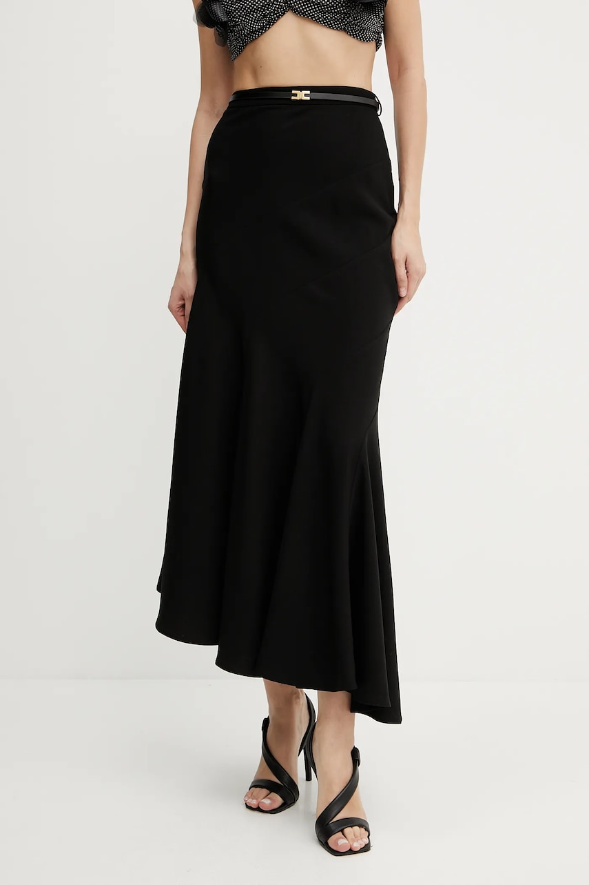 Elisabetta Franchi fustă culoarea negru, maxi, evazati, GO10752E2 Elisabetta Franchi fustă culoarea negru, maxi, evazati, GO10752E2