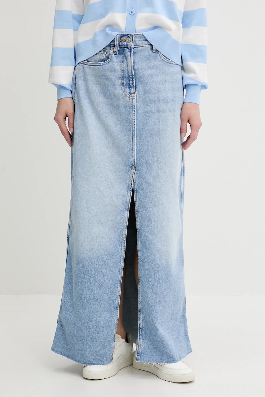 Tommy Jeans fustă din denim maxi, drept, DW0DW20581