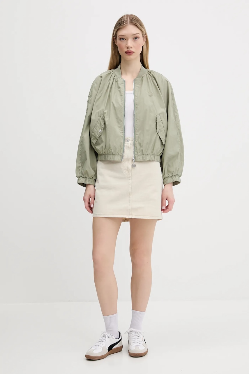Джинсовая юбка Tommy Jeans цвет бежевый mini прямая DW0DW20607 Джинсовая юбка Tommy Jeans цвет бежевый mini прямая DW0DW20607