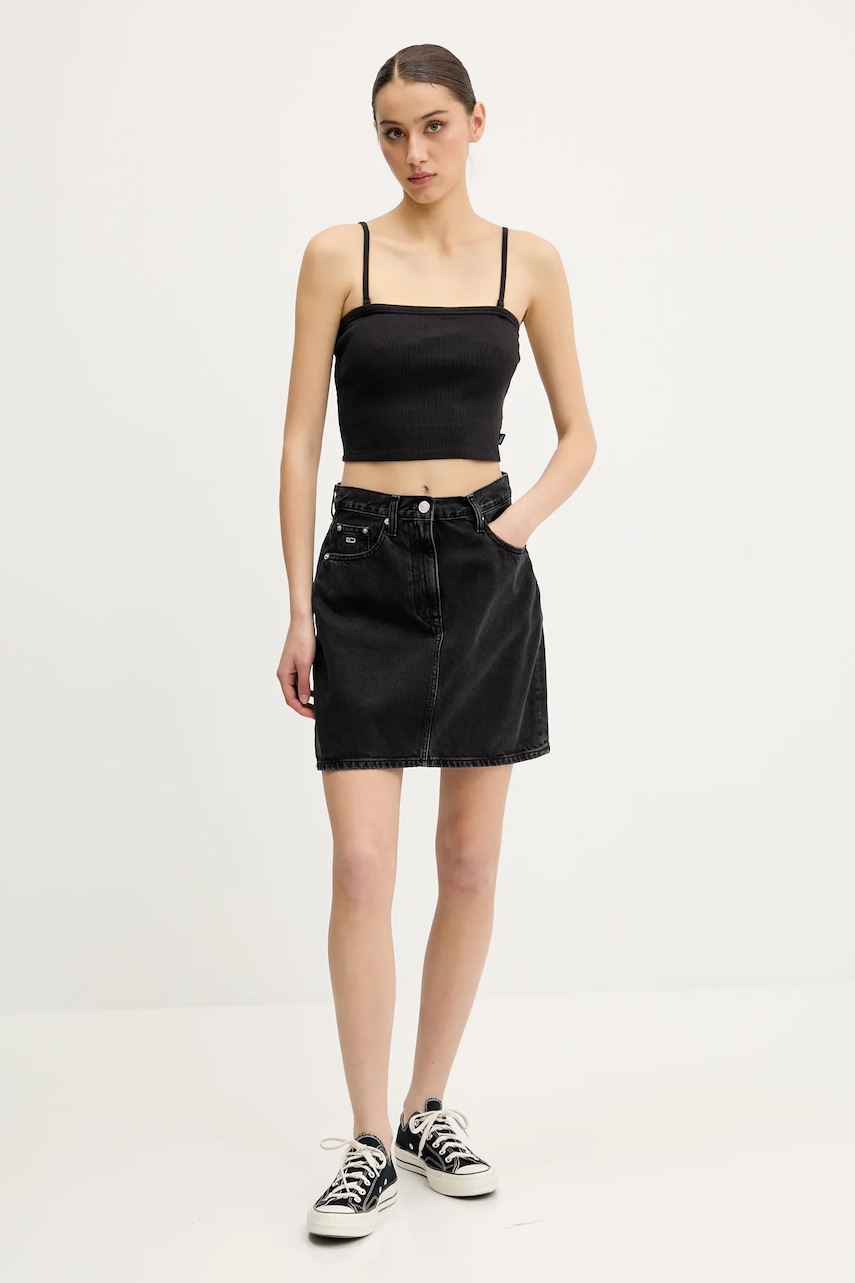 Джинсовая юбка Tommy Jeans цвет чёрный mini прямая DW0DW21275 Джинсовая юбка Tommy Jeans цвет чёрный mini прямая DW0DW21275