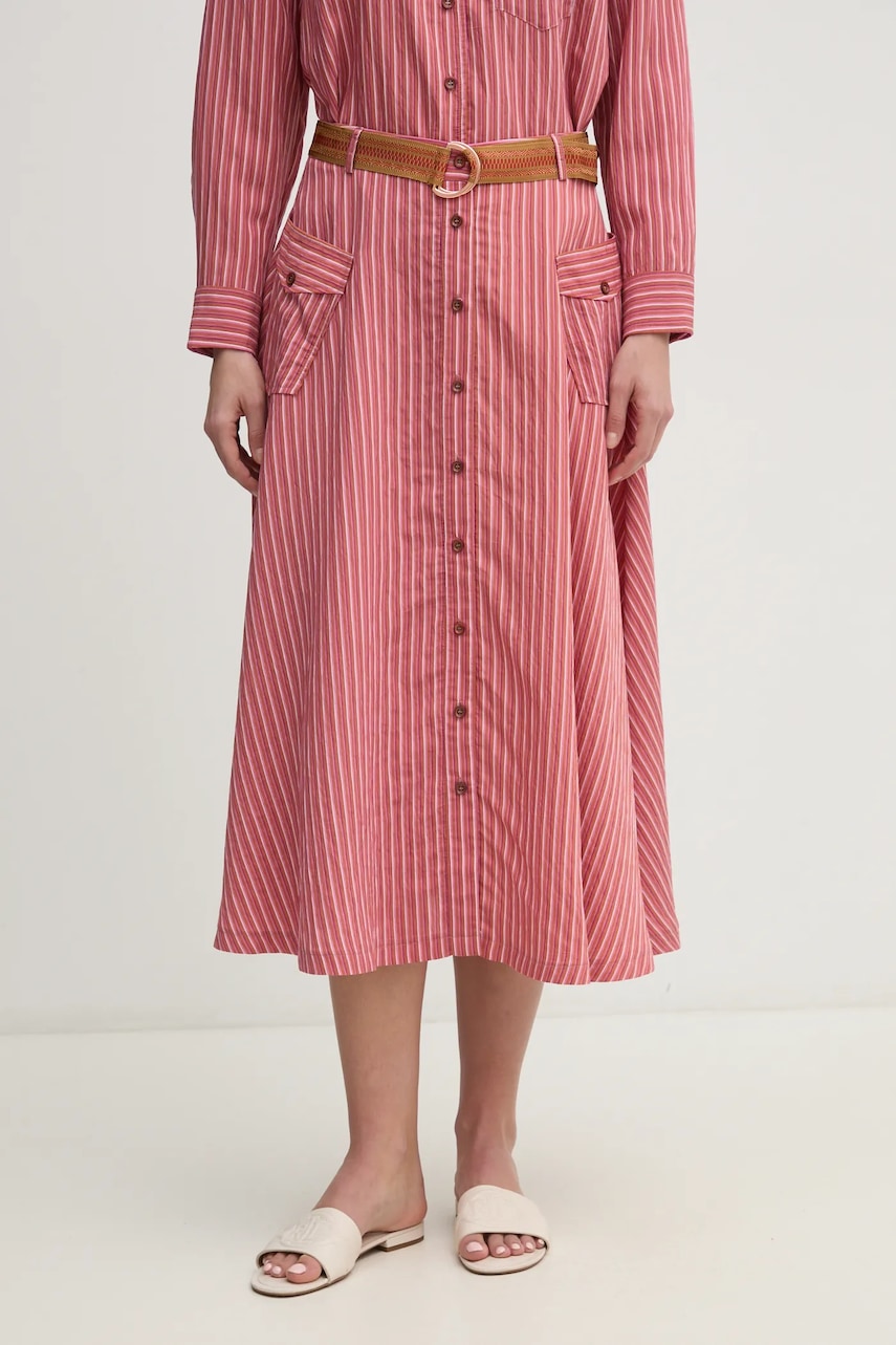 La Petite Française fusta JOYCE culoarea roz, midi, evazati, JOYCE