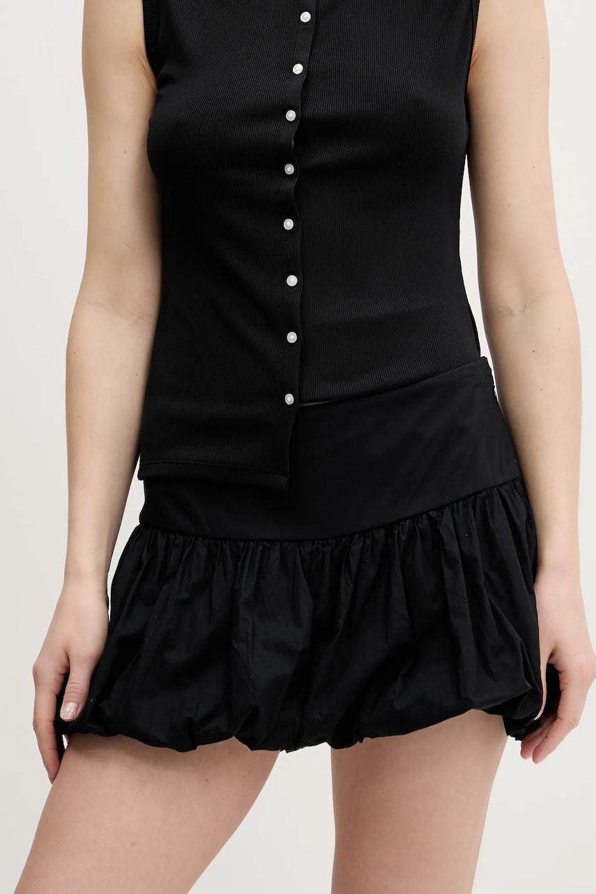 Hollister Co. fustă din bumbac culoarea negru, mini, evazati, KI343-3139 Hollister Co. fustă din bumbac culoarea negru, mini, evazati, KI343-3139