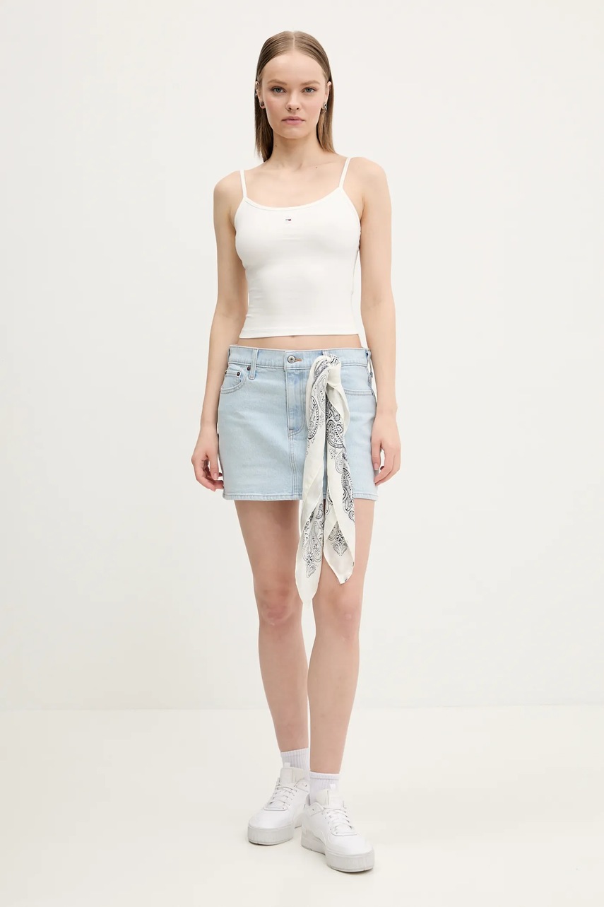 Τζιν φούστα Abercrombie & Fitch χρώμα: μπλε, KI143-5085 φωτογραφία