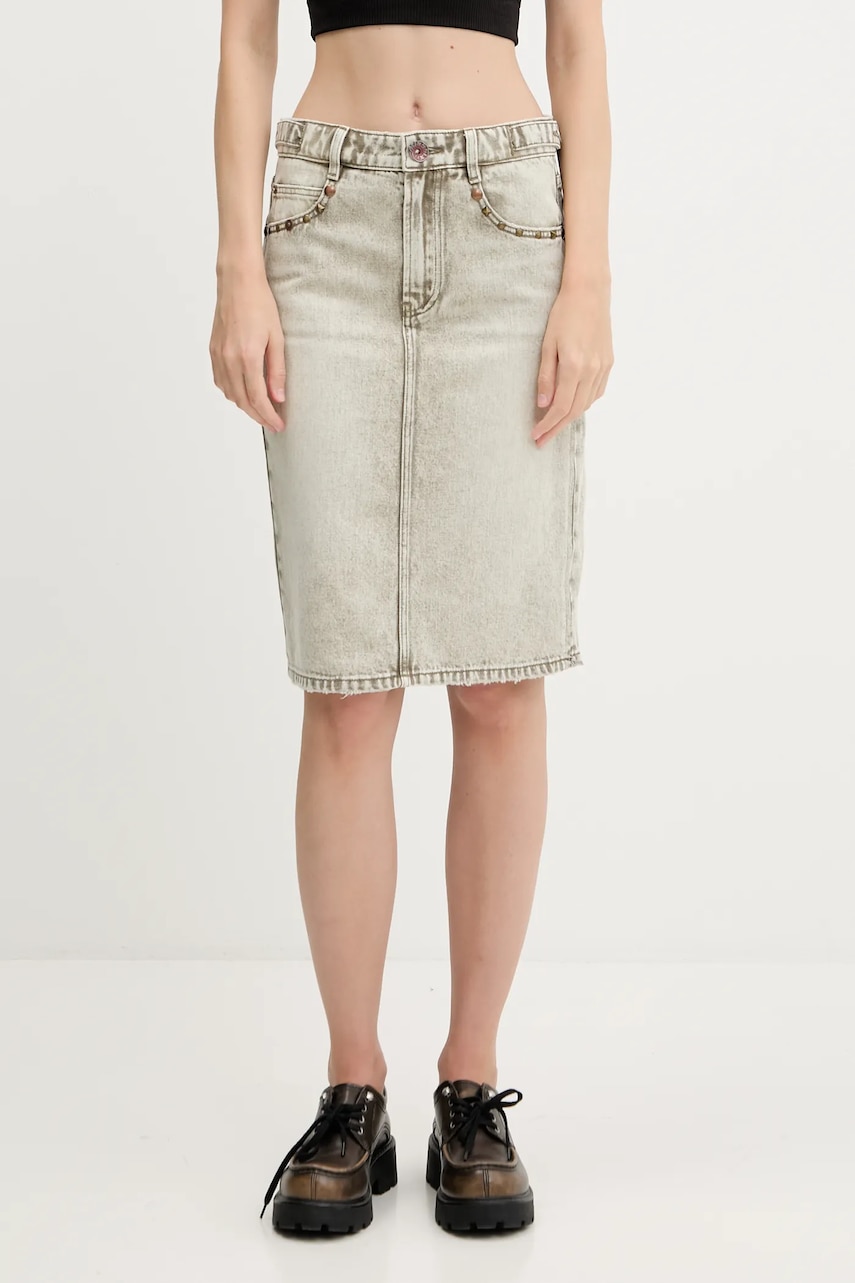 Miss Sixty fusta din bumbac denim culoarea gri, mini, drept, 6S2KJ15300