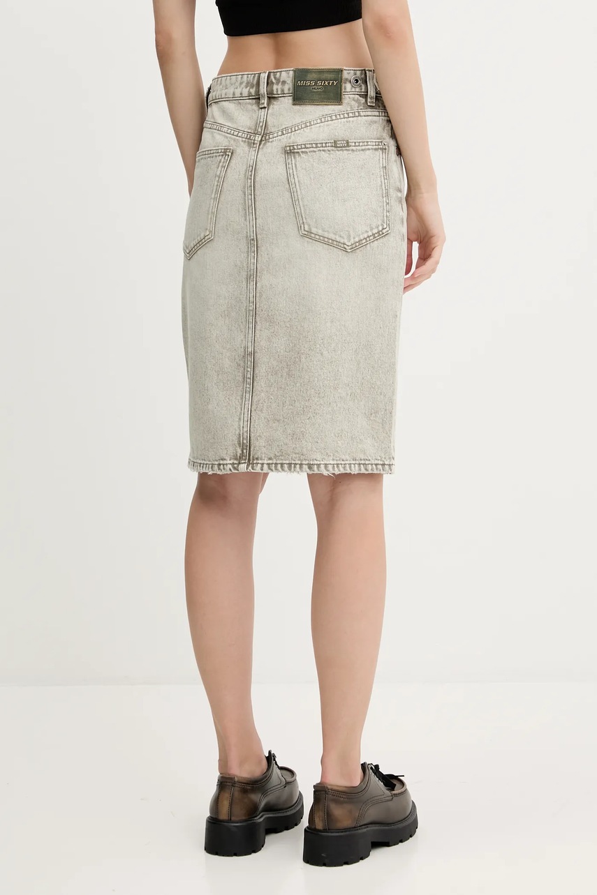 Βαμβακερή τζιν φούστα Miss Sixty χρώμα: γκρι, 6S2KJ15300 φωτογραφία