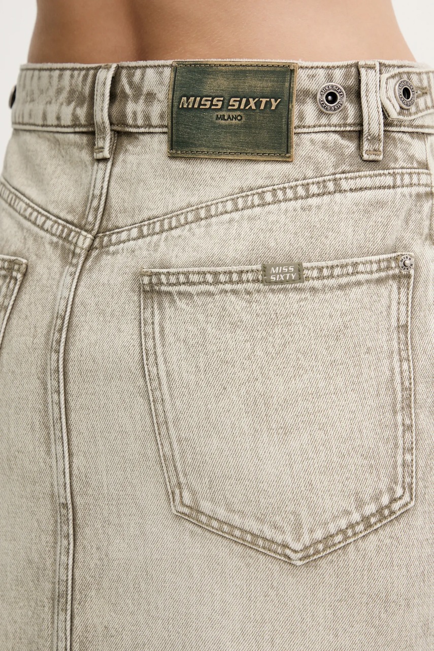 Βαμβακερή τζιν φούστα Miss Sixty χρώμα: γκρι, 6S2KJ15300 φωτογραφία