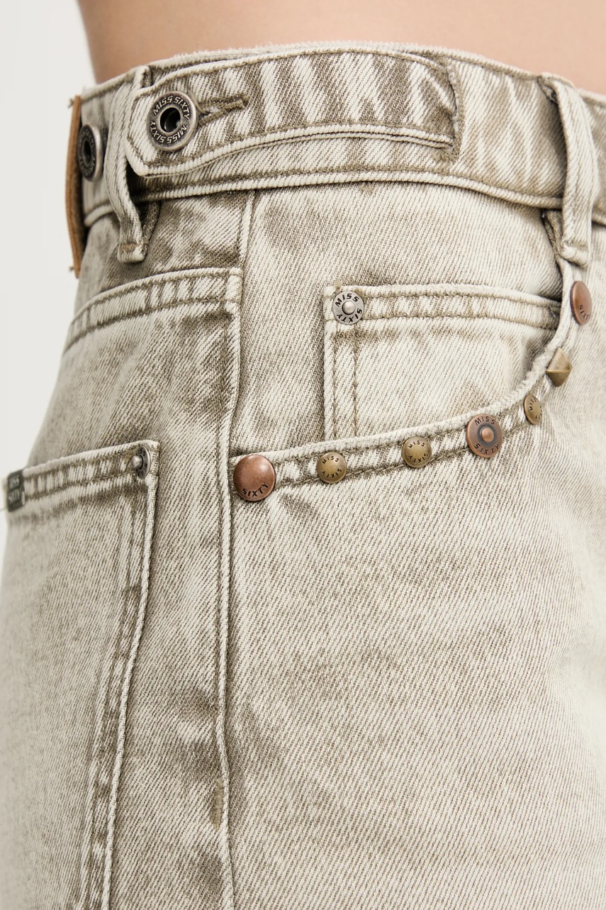 Βαμβακερή τζιν φούστα Miss Sixty χρώμα: γκρι, 6S2KJ15300 φωτογραφία