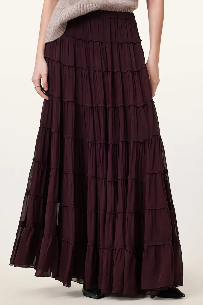 Юбка AllSaints EVA цвет бордовый maxi расклешённая W061RC Юбка AllSaints EVA цвет бордовый maxi расклешённая W061RC