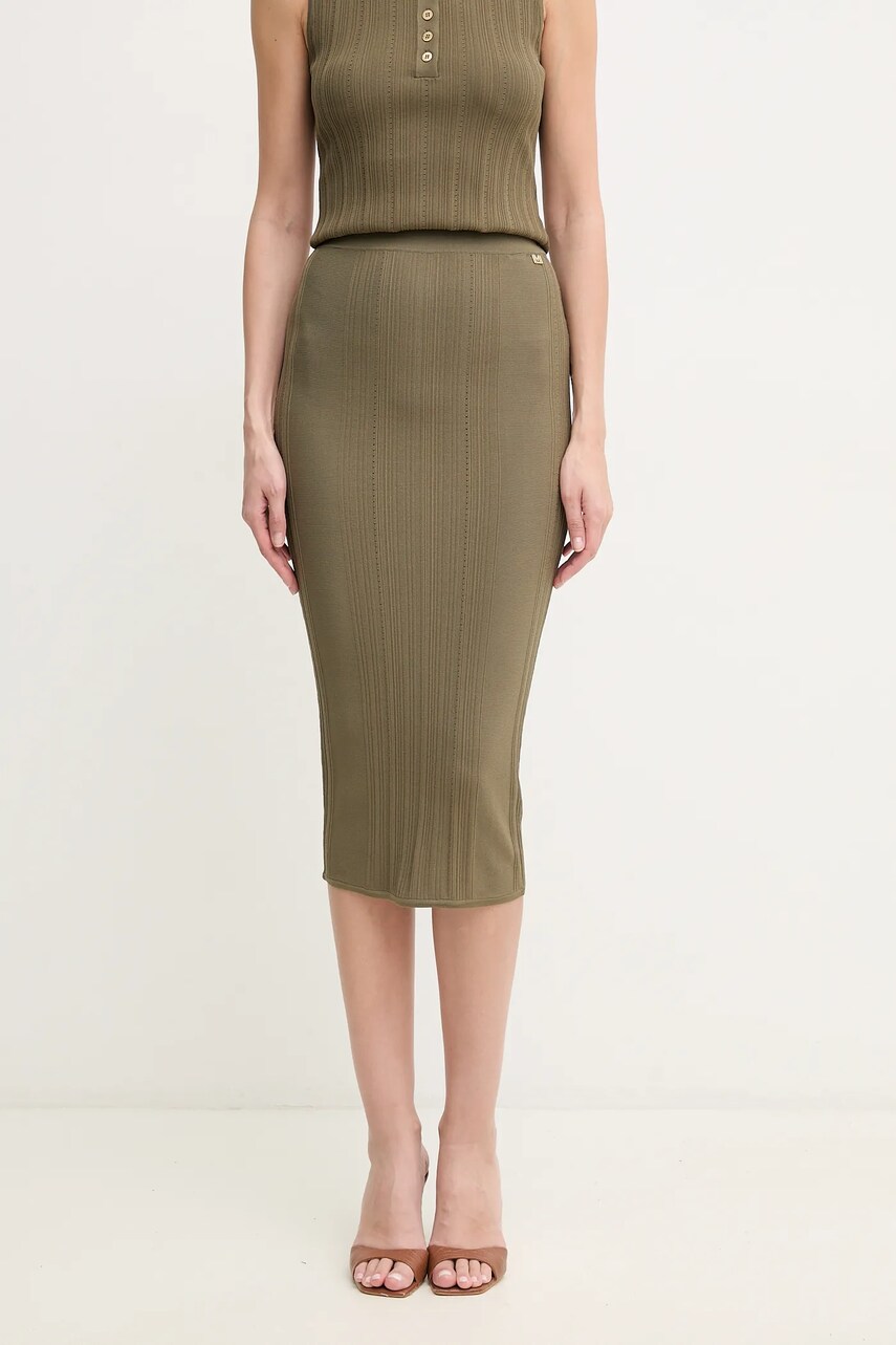 Levně Sukně Marciano Guess GIADA zelená barva, midi, áčková, 5GGD18 5874Z