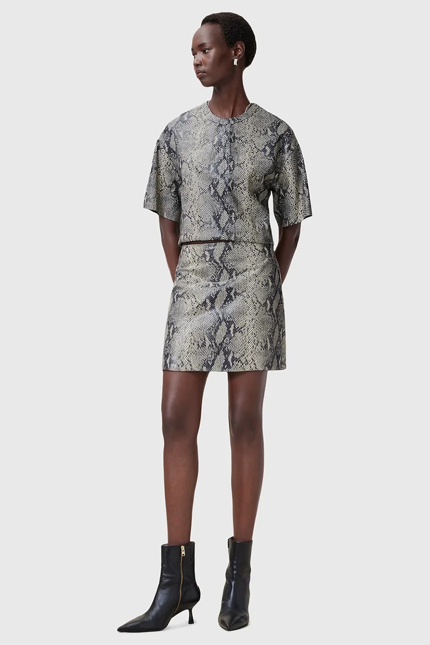 AllSaints fusta de piele RENAI mini, creion, W007RC AllSaints fusta de piele RENAI mini, creion, W007RC