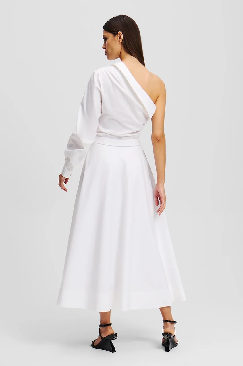 Хлопковая юбка Karl Lagerfeld цвет белый maxi расклешённая A2W12005 Хлопковая юбка Karl Lagerfeld цвет белый maxi расклешённая A2W12005