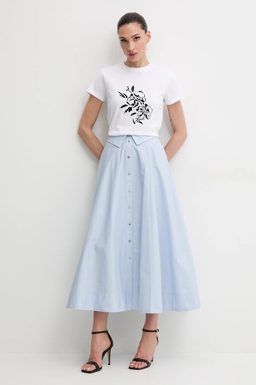 Хлопковая юбка Karl Lagerfeld maxi расклешённая A2W12005 Хлопковая юбка Karl Lagerfeld maxi расклешённая A2W12005