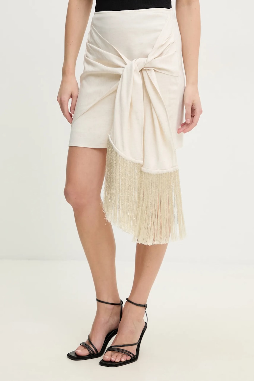 ISABELLE BLANCHE fustă din amestec de in culoarea bej, mini, creion, IS25SS-G145-T005 ISABELLE BLANCHE fustă din amestec de in culoarea bej, mini, creion, IS25SS-G145-T005
