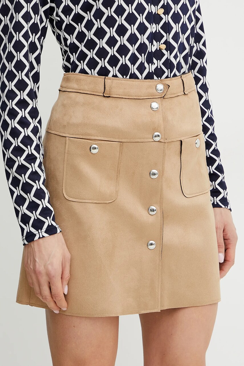 Morgan fusta JGROOM culoarea maro, mini, drept, JGROOM