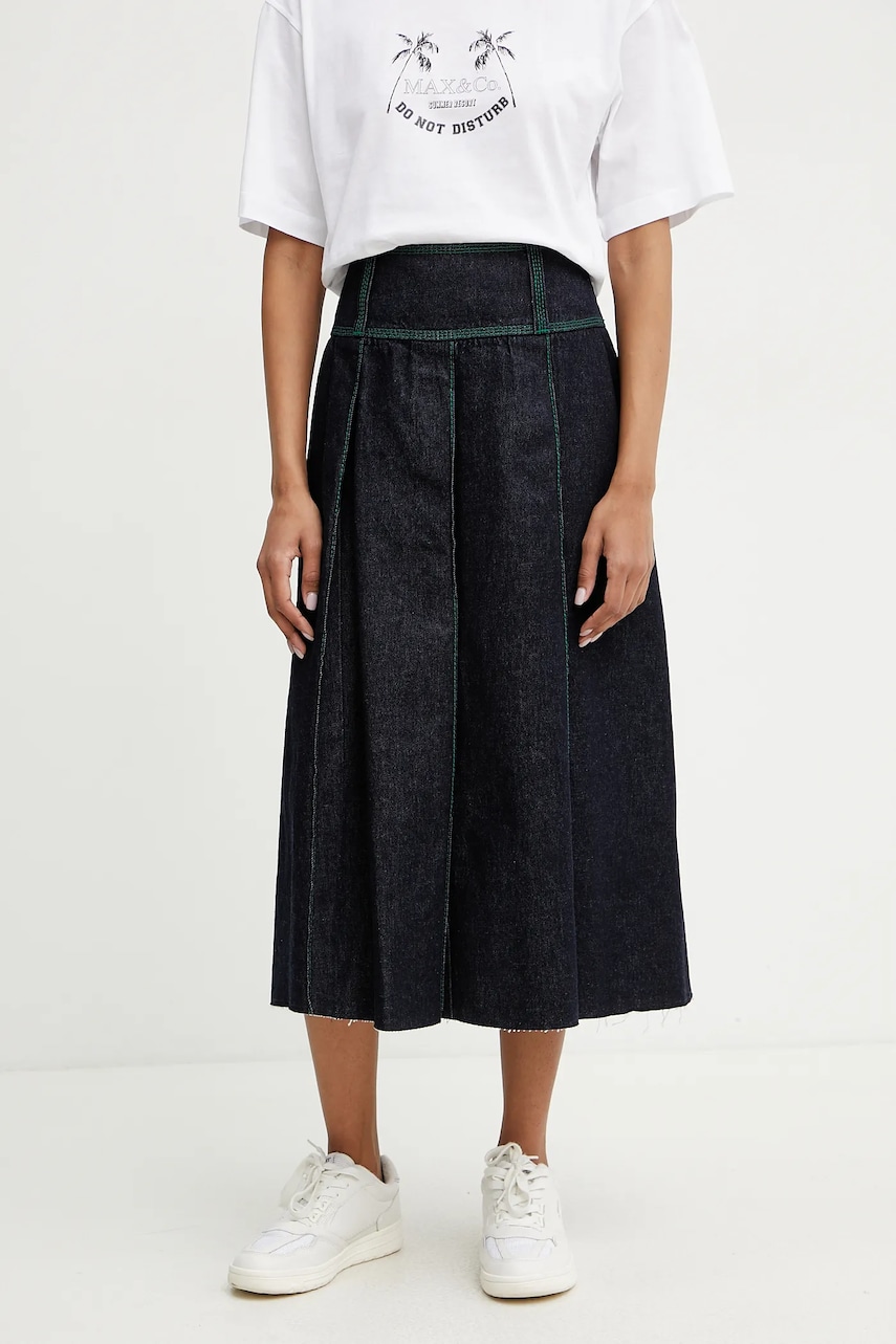 MAX&Co. fustă din denim culoarea albastru marin, mini, evazati, 2516101023200 MAX&Co. fustă din denim culoarea albastru marin, mini, evazati, 2516101023200