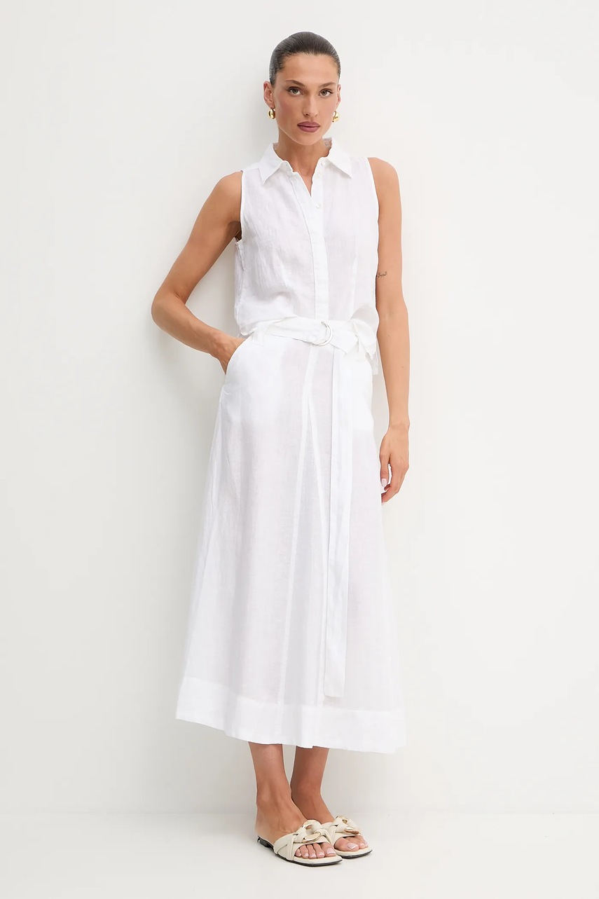 Льняная юбка MAX&Co. цвет белый maxi расклешённая 2516101025200