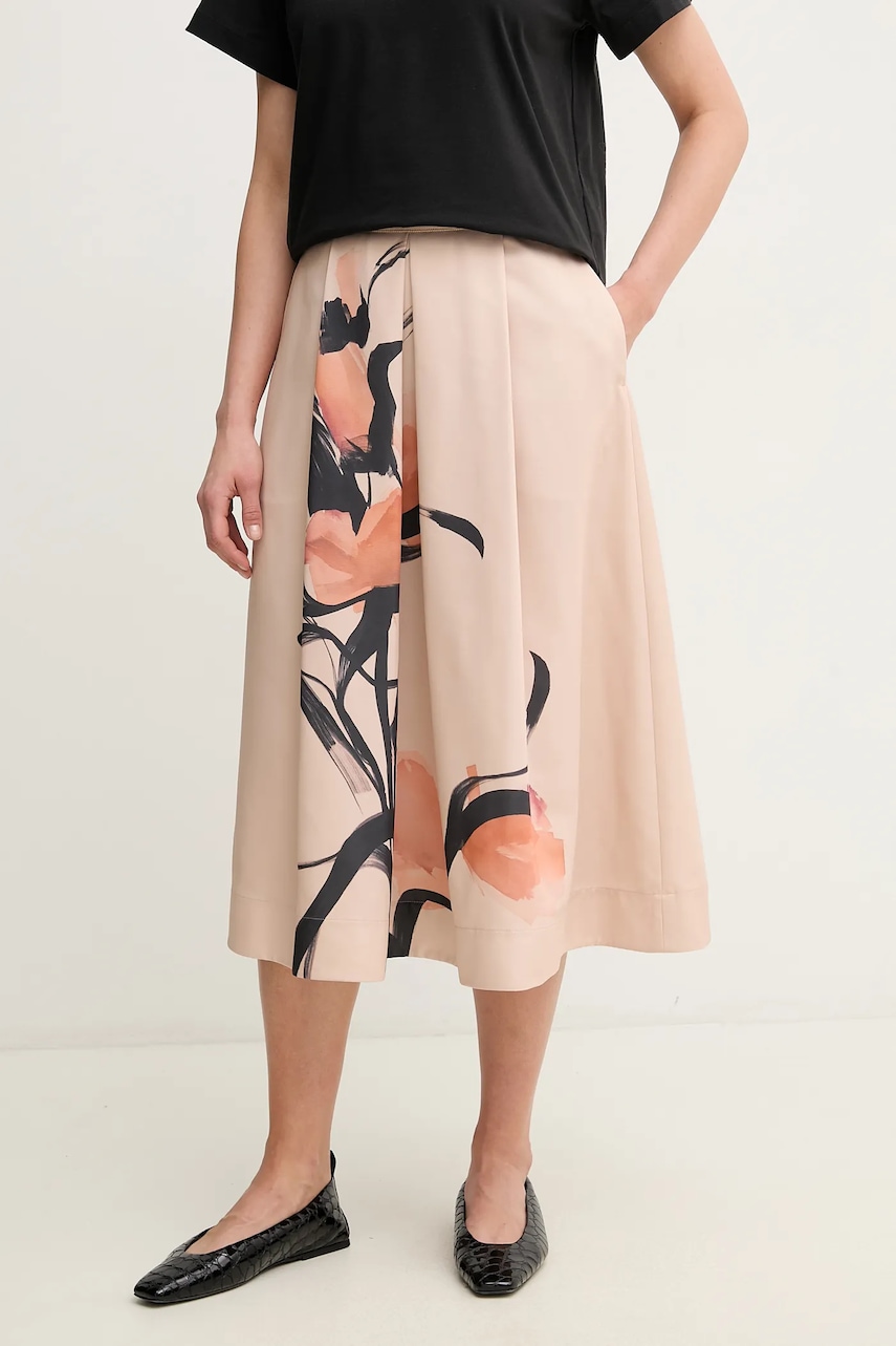 MAX&Co. fustă culoarea bej, midi, evazati, 2516101084200