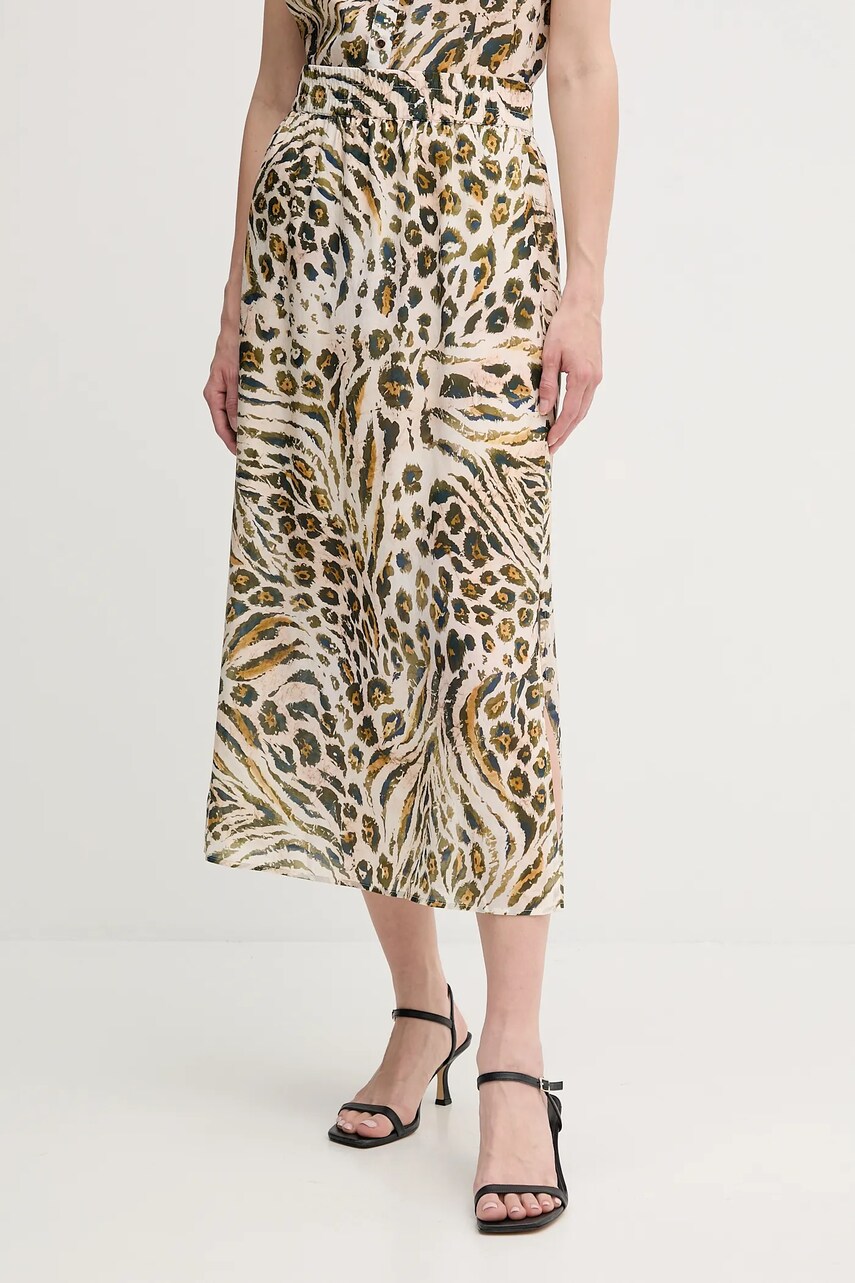 Marc Aurel fusta culoarea bej, midi, drept, 2286-1021-93436