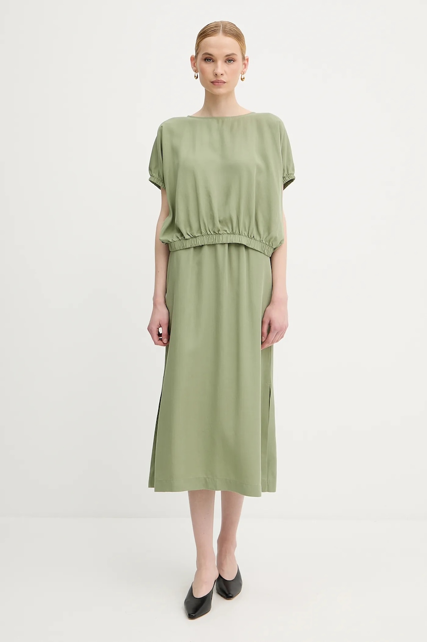Юбка United Colors of Benetton цвет зелёный midi расклешённая 4NPHD004S Юбка United Colors of Benetton цвет зелёный midi расклешённая 4NPHD004S