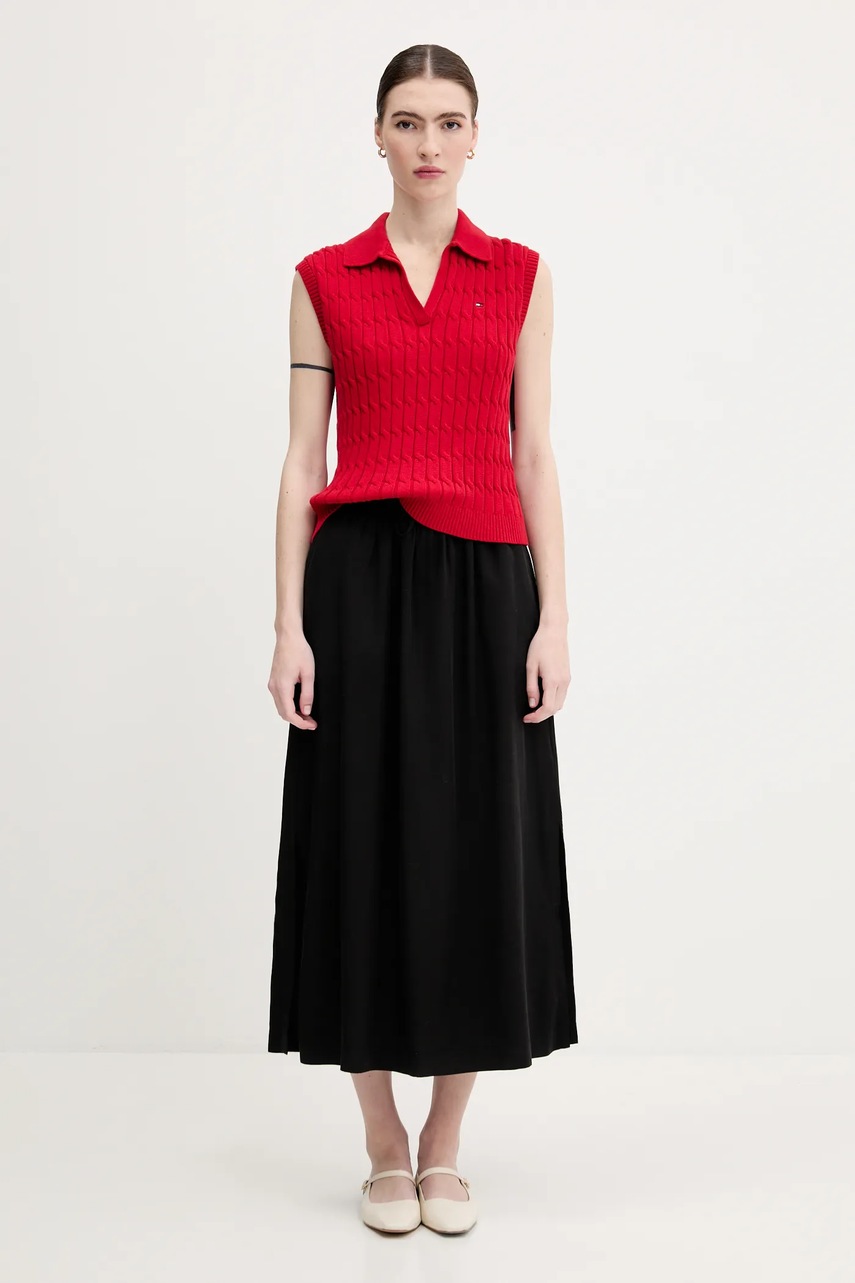 Юбка United Colors of Benetton цвет чёрный midi расклешённая 4NPHD004S